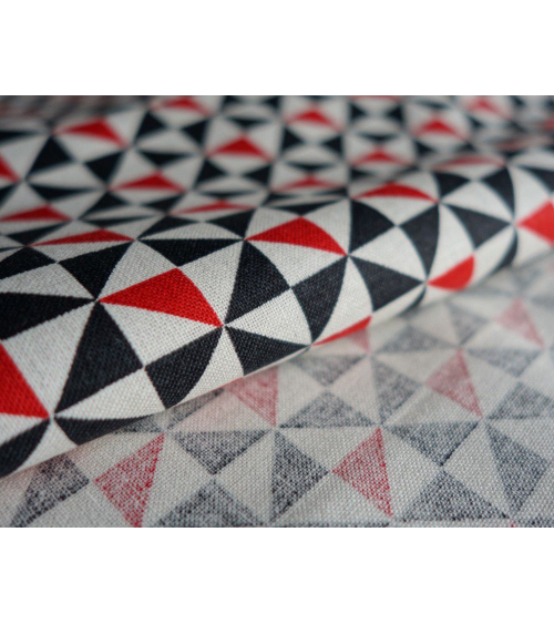 Tela japonesa. Shuriken tonos rojo y negro