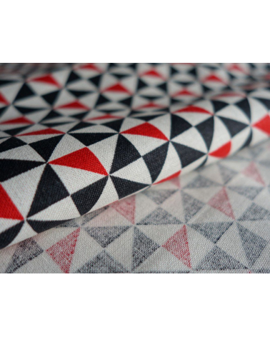 Tela japonesa. Shuriken tonos rojo y negro