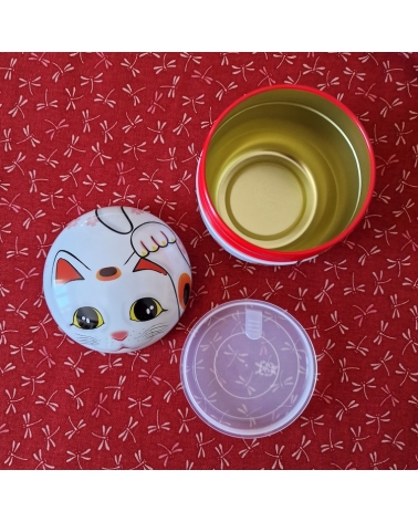 Maneki neko tin tea caddy