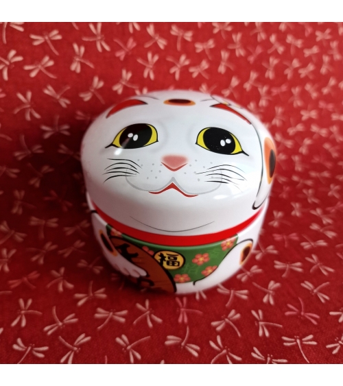 Maneki neko tin tea caddy
