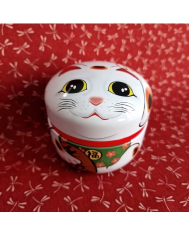 Cajita de lata para té en forma de Maneki neko
