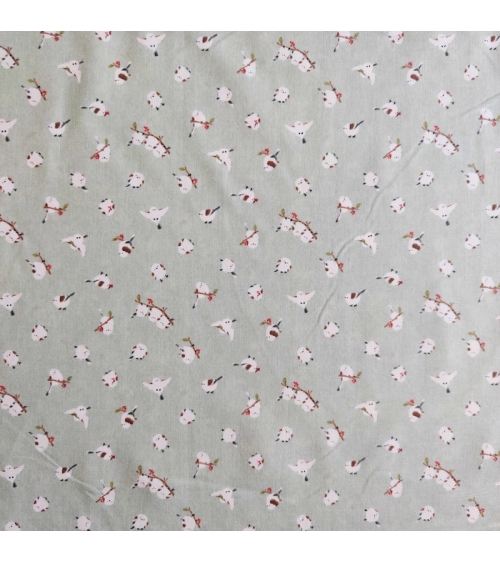 Japanese 'Little birds' cotton fabric in light mint green.