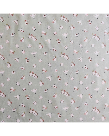 Japanese 'Little birds' cotton fabric in light mint green.
