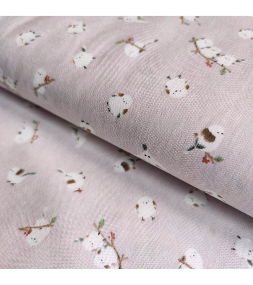 Japanese 'Little birds' fabric in light mauve.