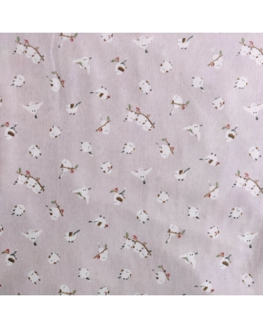 Japanese 'Little birds' fabric in light mauve.