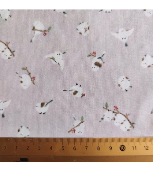 Japanese 'Little birds' fabric in light mauve.