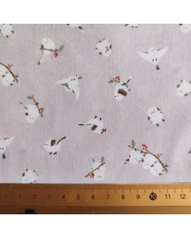 Japanese 'Little birds' fabric in light mauve.