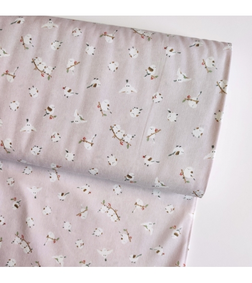 Japanese 'Little birds' fabric in light mauve.