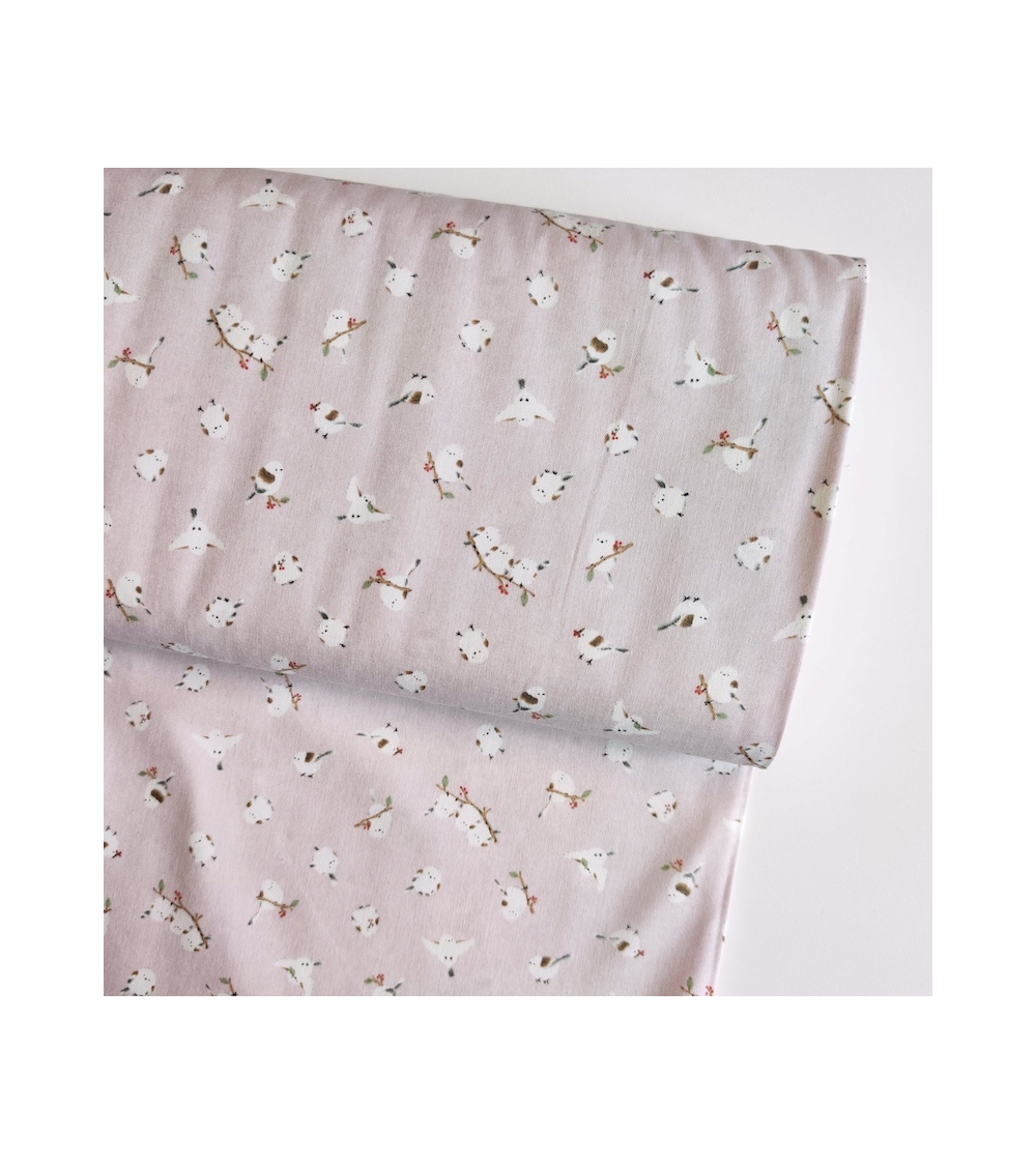Japanese 'Little birds' fabric in light mauve.