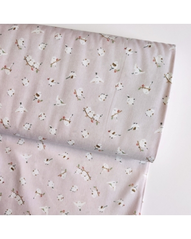 Japanese 'Little birds' fabric in light mauve.