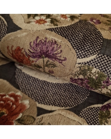 Japanese fabric "Kaiawase" with grey background, in 100% cotton dobby.