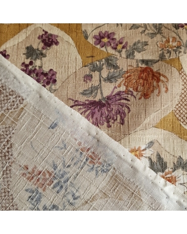 Japanese fabric "Kaiawase" with mustard background, in 100% cotton dobby.