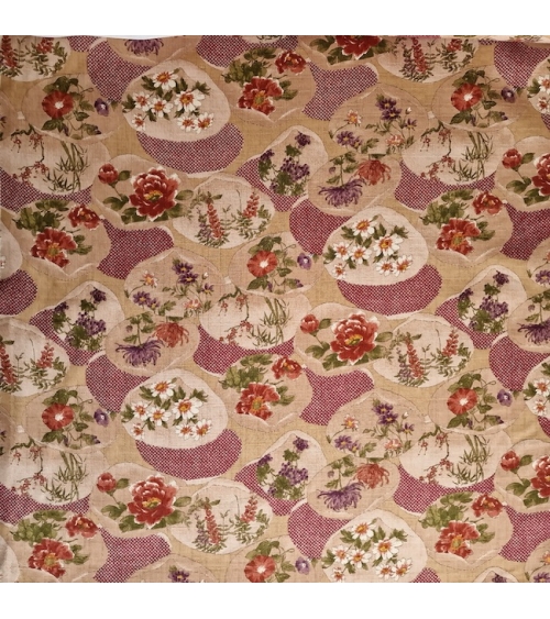 Tela japonesa "Kaiawase" con fondo cereza, en dobby de algodón 100%.