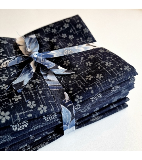 Kit precortado 10 telas japonesas "indigo" 50x55cm (fat quarter)