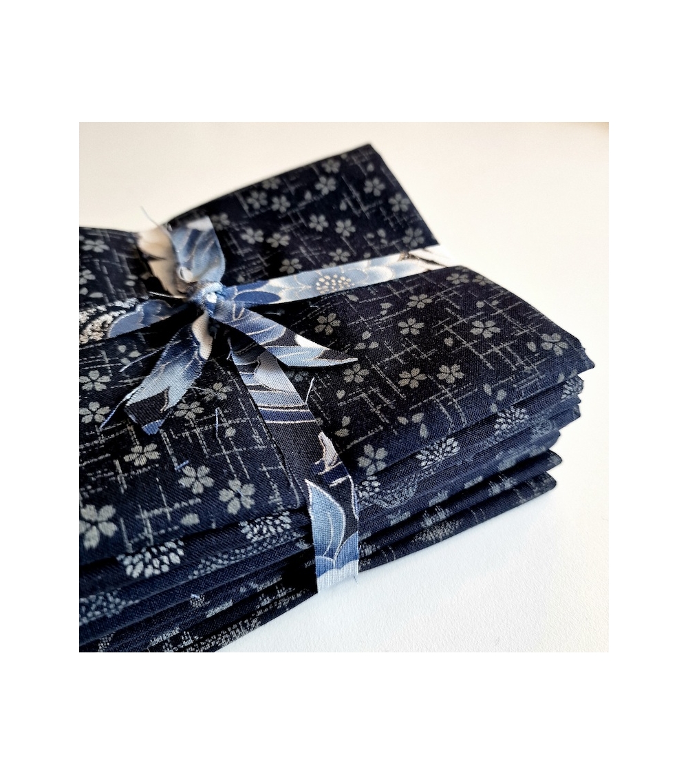 Kit precortado 10 telas japonesas "indigo" 50x55cm (fat quarter)