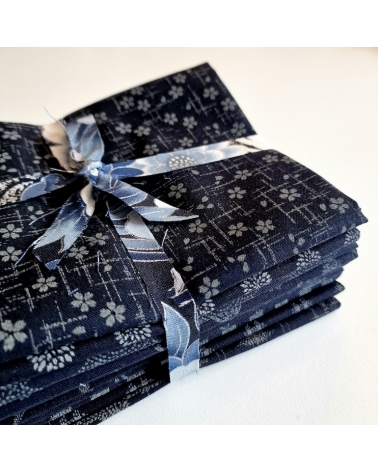 Kit precortado 10 telas japonesas "indigo" 50x55cm (fat quarter)