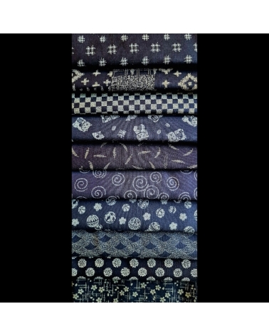 Kit precortado 10 telas japonesas "indigo" 50x55cm (fat quarter)