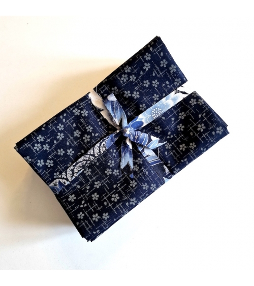 Kit precortado 10 telas japonesas "indigo" 50x55cm (fat quarter)