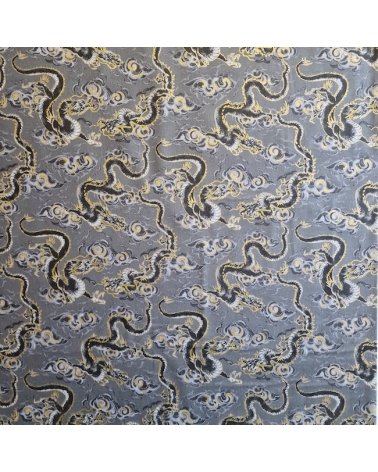 Japanese fabric 'Flying dragons' in grey. 100% cotton.
