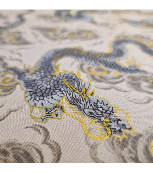 Japanese fabric 'Flying dragons' in ivory. 100% cotton.