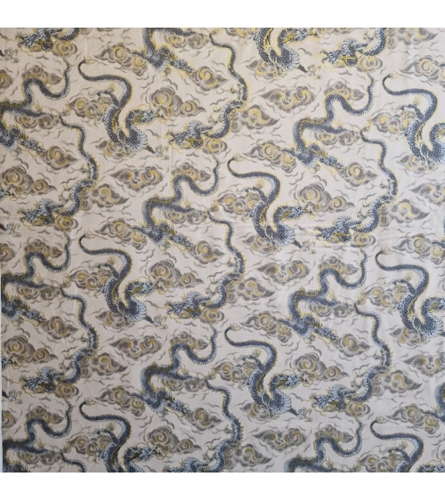 Japanese fabric 'Flying dragons' in ivory. 100% cotton.