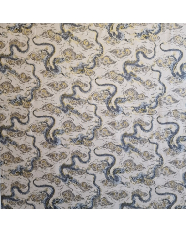 Japanese fabric 'Flying dragons' in ivory. 100% cotton.