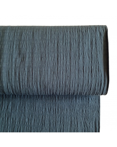 Japanese dobby crumpled fabric in greenish blue.