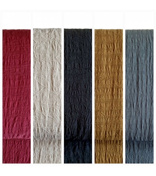Japanese dobby crumpled fabric in cherry red.