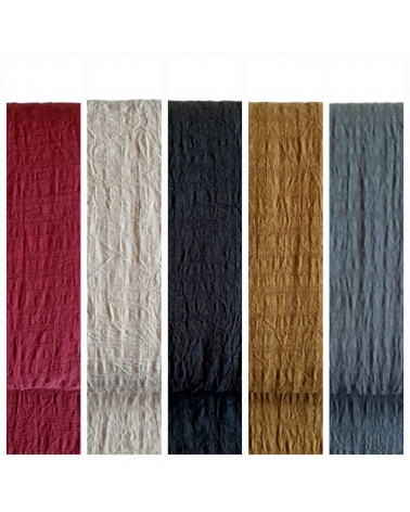 Japanese dobby crumpled fabric in cherry red.