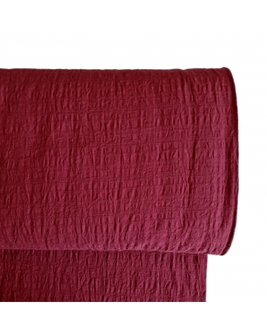 Japanese dobby crumpled fabric in cherry red.