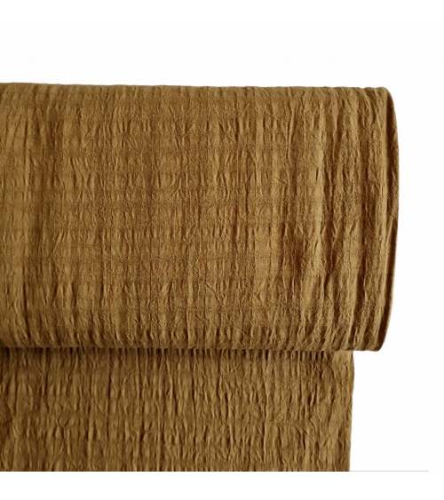 Japanese dobby crumpled fabric in mustard.