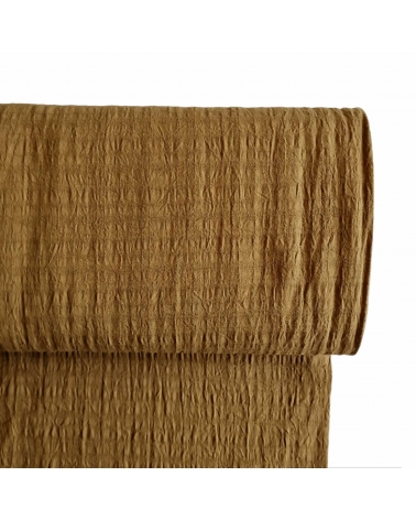 Japanese dobby crumpled fabric in mustard.