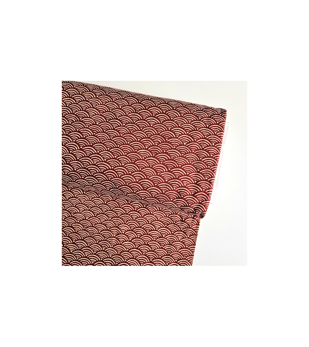 Japanese "seigaiha" cotton fabric in maroon and ivory