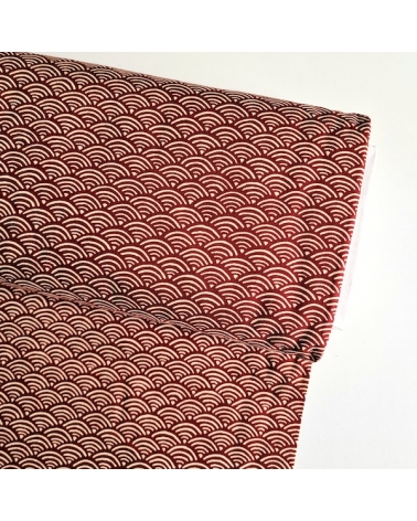 Japanese "seigaiha" cotton fabric in maroon and ivory