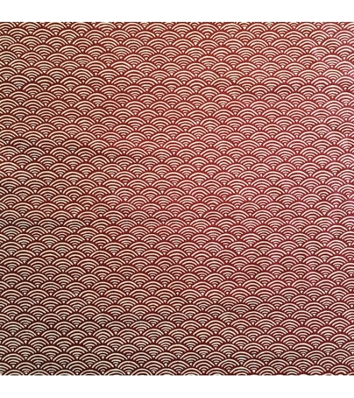 Japanese "seigaiha" cotton fabric in maroon and ivory