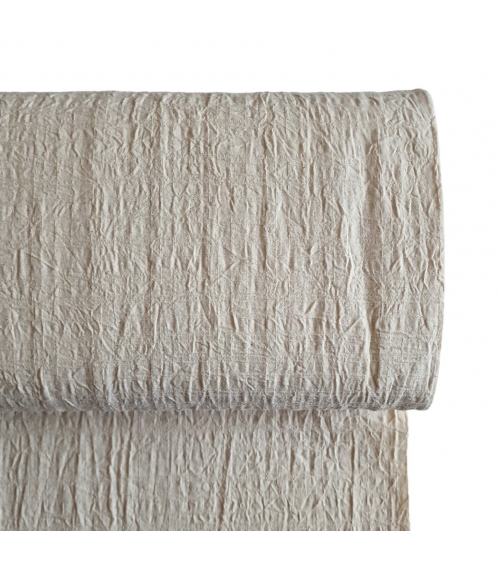 Japanese dobby crumpled fabric in natural color.