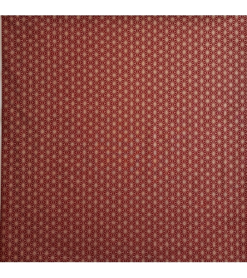 Japanese cotton fabric with golden asanohas over maroon