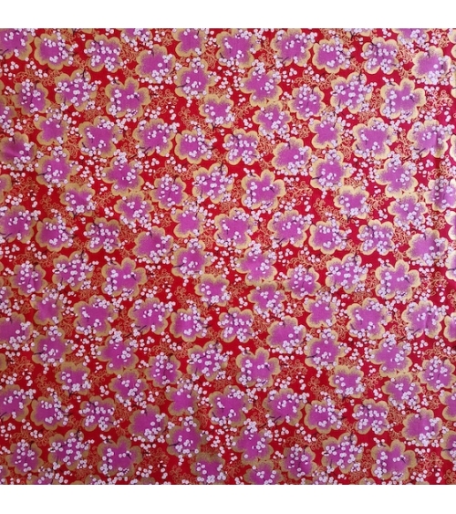 Japanese fabric ‘Sakura branches’ in red, fuchsia and gold