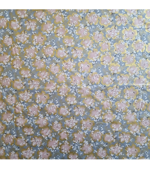 Japanese fabric ‘Sakura branches’ in grey, pink  and gold