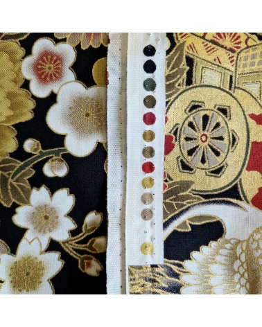 Japanese fabric Tsuru to Hana in red, black and gold.