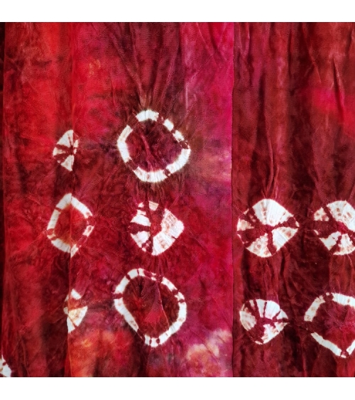 Michiyuki (Abrigo para kimono) vintage "Shibori" en terciopelo rojo