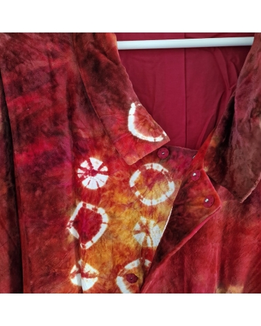Michiyuki (Abrigo para kimono) vintage "Shibori" en terciopelo rojo