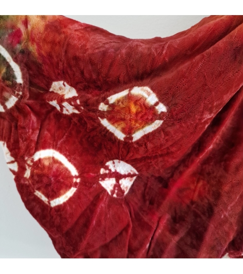 Michiyuki (Abrigo para kimono) vintage "Shibori" en terciopelo rojo