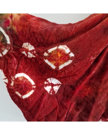 Michiyuki (Abrigo para kimono) vintage "Shibori" en terciopelo rojo