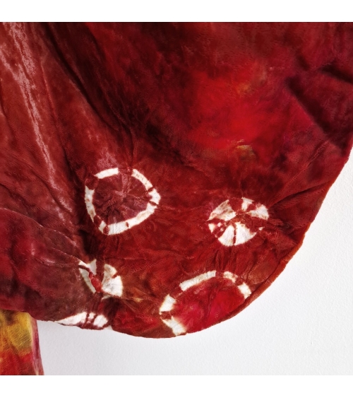 Michiyuki (Abrigo para kimono) vintage "Shibori" en terciopelo rojo