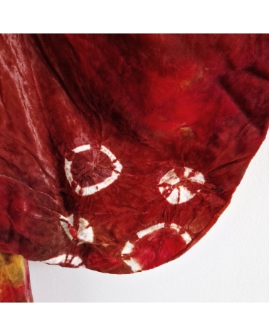 Michiyuki (Abrigo para kimono) vintage "Shibori" en terciopelo rojo