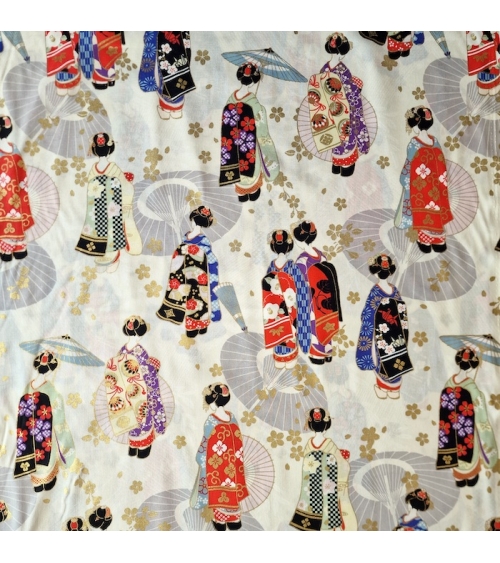 Tela japonesa "Maiko", la aprendiz de geisha en marfil.