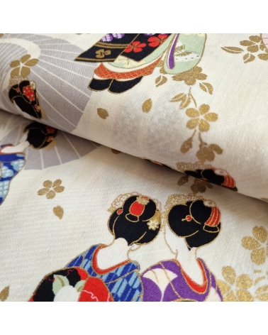 Tela japonesa "Maiko", la aprendiz de geisha en marfil.