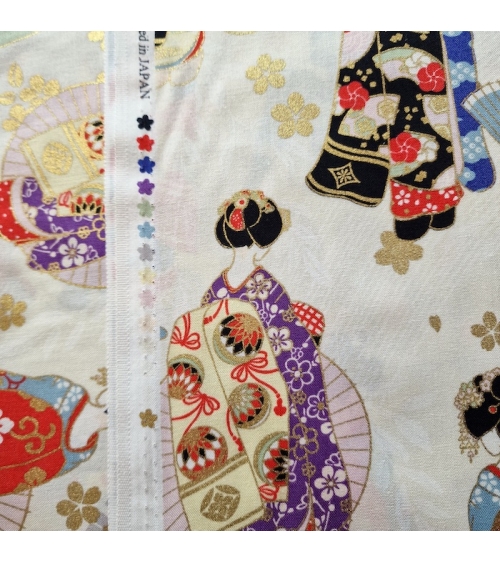 Tela japonesa "Maiko", la aprendiz de geisha en marfil.