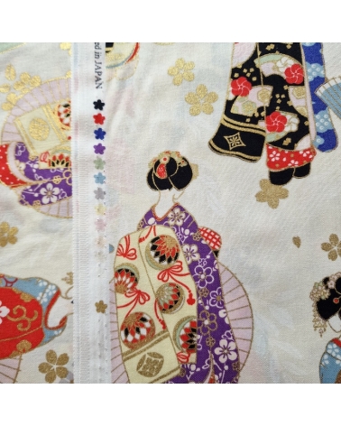 Tela japonesa "Maiko", la aprendiz de geisha en marfil.